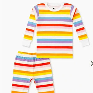 [Monica + Andy] NWOT Organic Two-Piece Rainbow Stripe Pajama Set - 5T